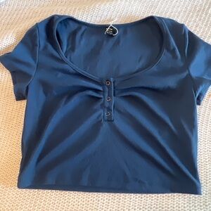 Women's Blue Scoop Neck Top
